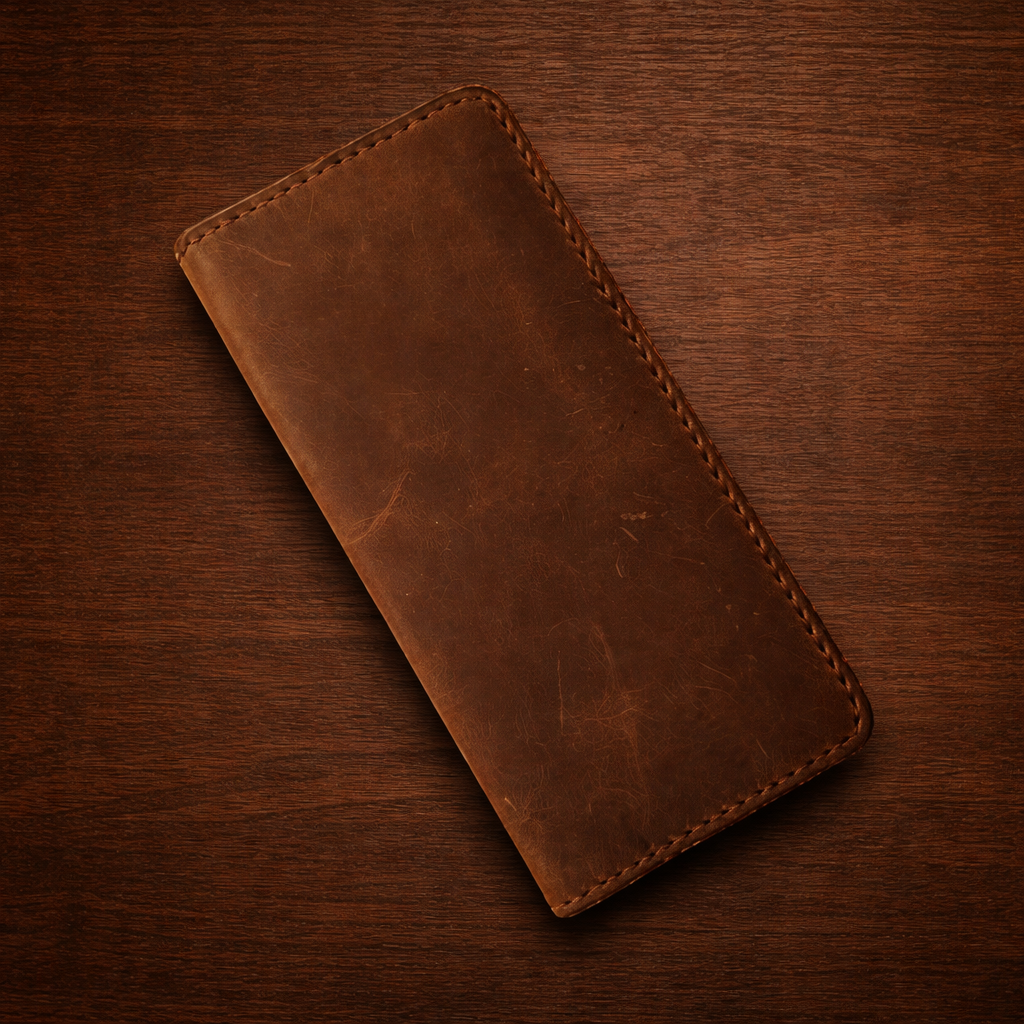 Long Leather Wallet - Locally Crafted Baku | Absheron AB-012 Baku Handmade Natural Genuine Leather Wallet Fabrika1972