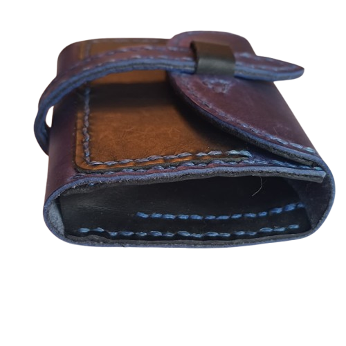 Compact Leather Wallet - Hand Finished in Baku | Minosh MU-001 Baku Handmade Natural Genuine Leather Wallet Fabrika1972