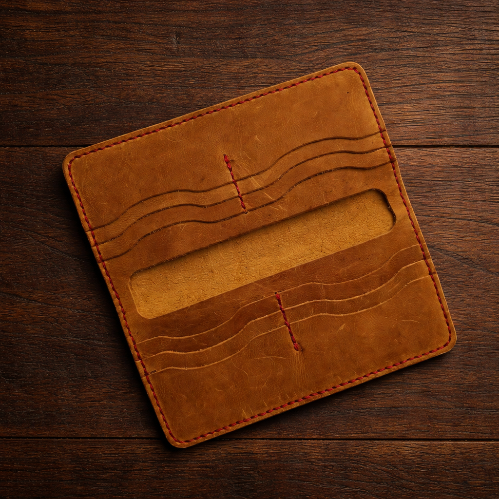 Long Leather Wallet - Handcrafted in Baku | Absheron AB-001 Baku Handmade Natural Genuine Leather Wallet Fabrika1972