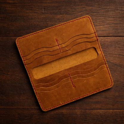 Long Leather Wallet - Handcrafted in Baku | Absheron AB-001 Baku Handmade Natural Genuine Leather Wallet Fabrika1972