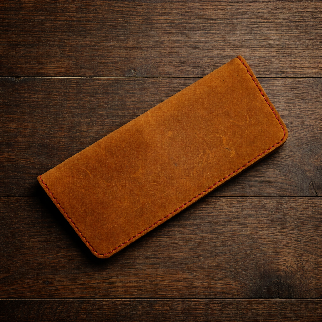 Long Leather Wallet - Handcrafted in Baku | Absheron AB-001 Baku Handmade Natural Genuine Leather Wallet Fabrika1972