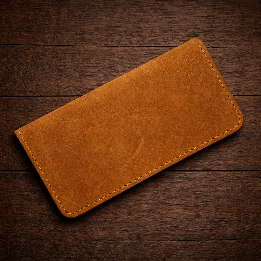 Long Leather Wallet - Classic Vintage Style | Absheron AB-005 Baku Handmade Natural Genuine Leather Wallet Fabrika1972