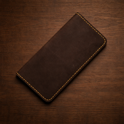 Long Leather Wallet - Crafted by Hand in Baku | Absheron AB-008 Baku Handmade Natural Genuine Leather Wallet Fabrika1972