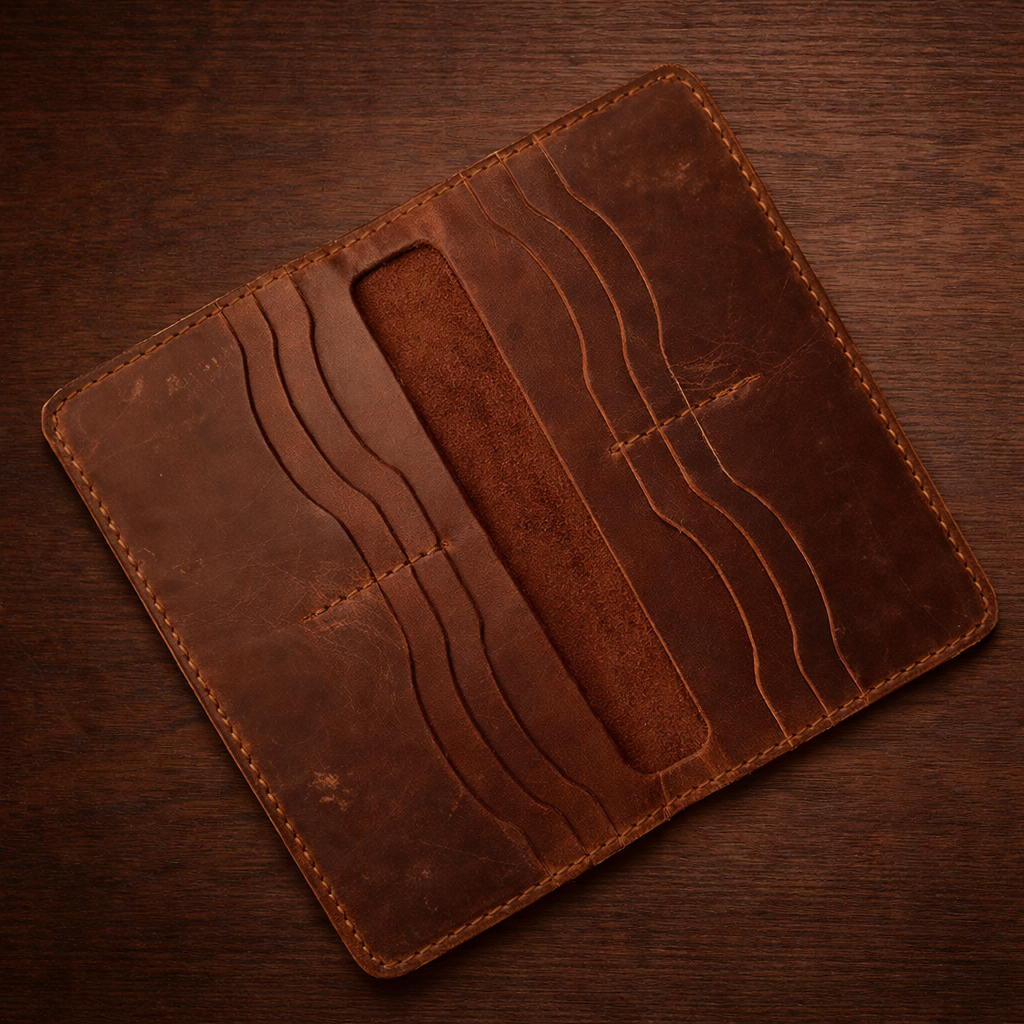 Long Leather Wallet - Heritage Leatherwork | Absheron AB-009 Baku Handmade Natural Genuine Leather Wallet Fabrika1972