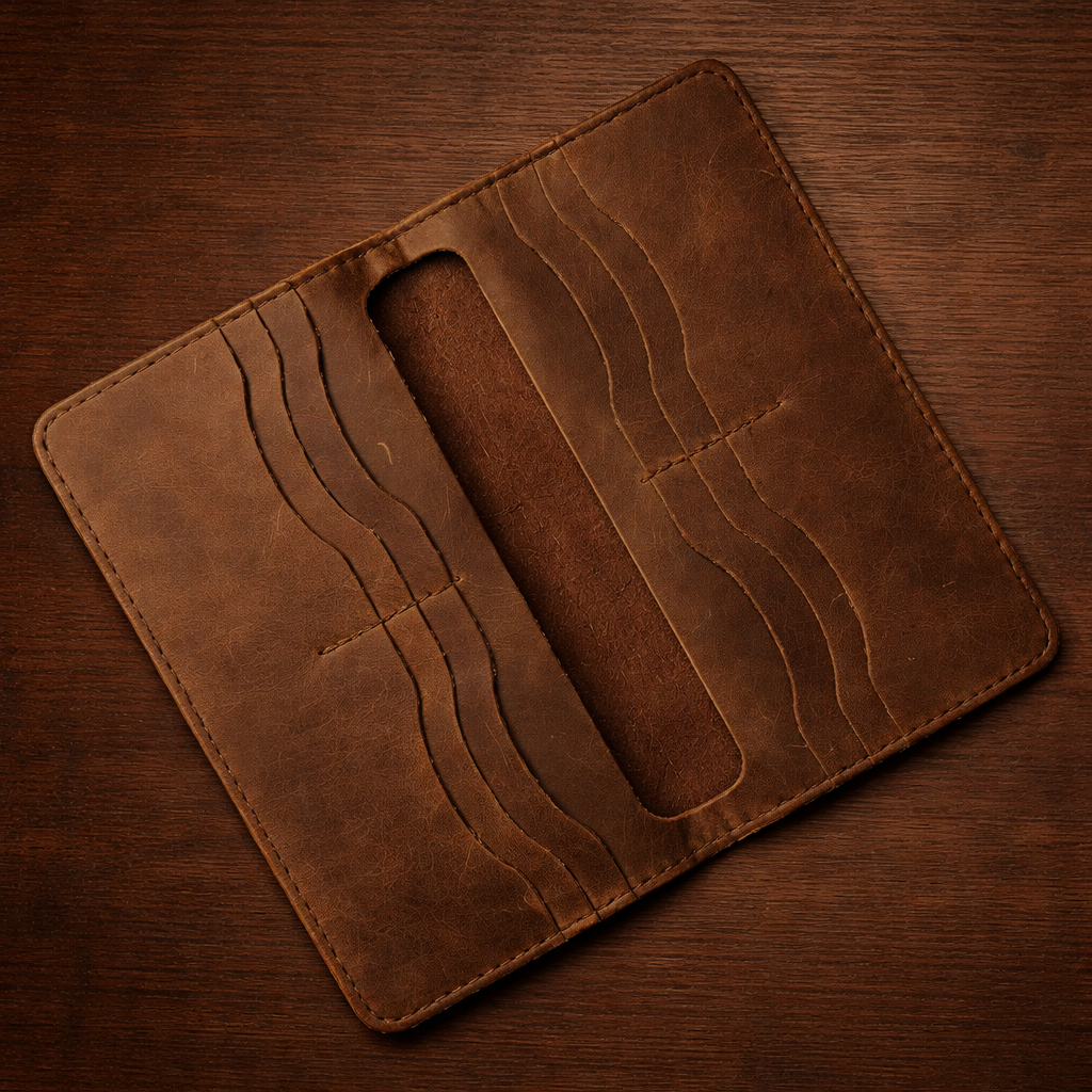 Long Leather Wallet - Locally Crafted Baku | Absheron AB-012 Baku Handmade Natural Genuine Leather Wallet Fabrika1972