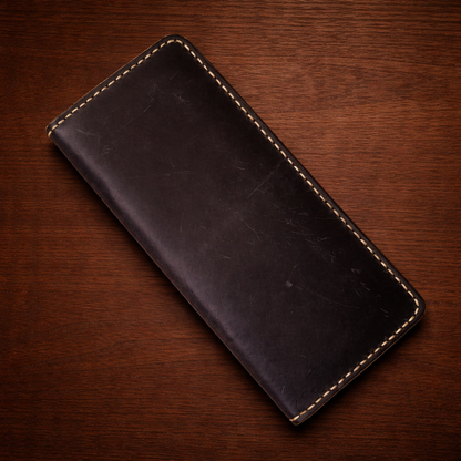 Long Leather Wallet - Azerbaijani Craftsmanship | Absheron AB-013 Baku Handmade Natural Genuine Leather Wallet Fabrika1972