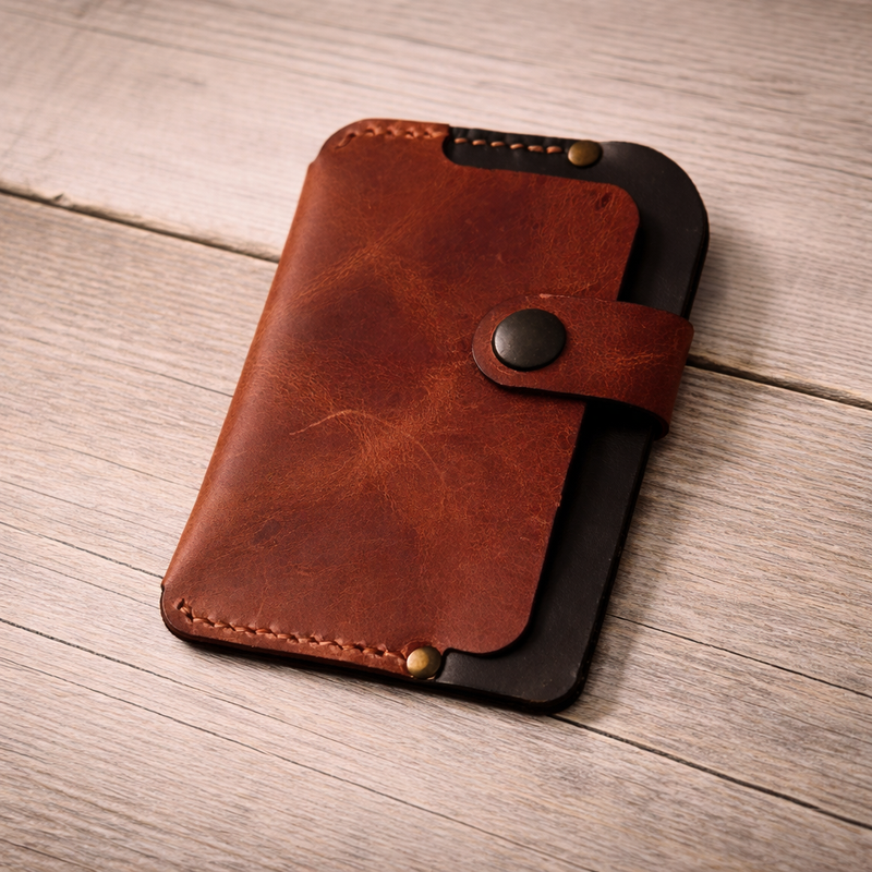 Leather Cardholder - Hand Stitched Premium Leather | Book BO-001