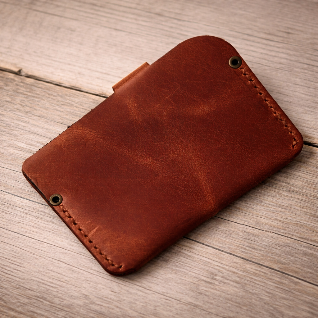 Leather Cardholder - Hand Stitched Premium Leather | Book BO-001 Baku Handmade Natural Genuine Leather Wallet Fabrika1972