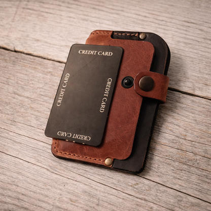 Leather Cardholder - Hand Stitched Premium Leather | Book BO-001 Baku Handmade Natural Genuine Leather Wallet Fabrika1972