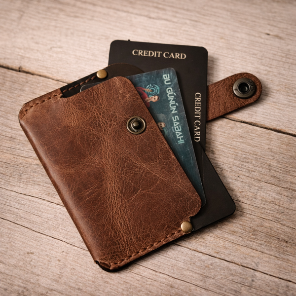 Leather Cardholder - Artisan Leather Craft | Book BO-002 Baku Handmade Natural Genuine Leather Wallet Fabrika1972