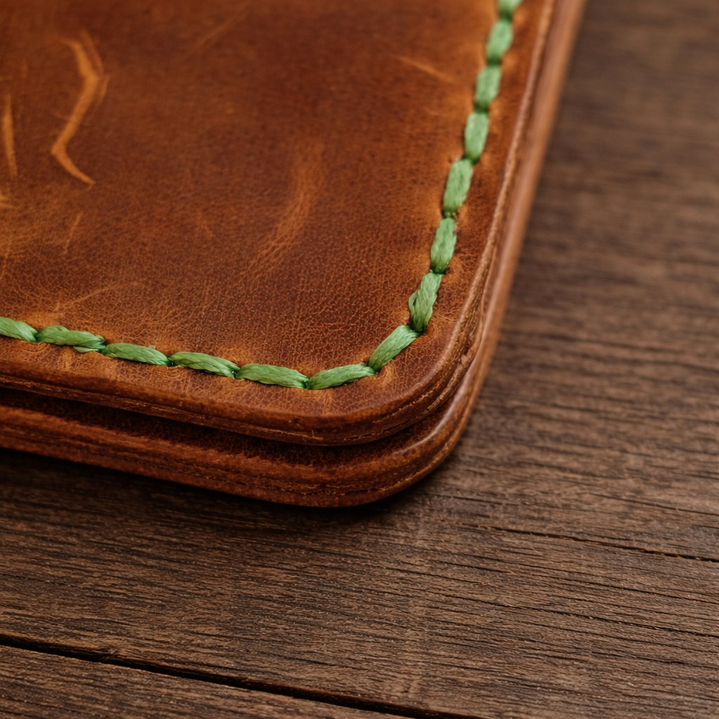 Bifold Leather Wallet - Hand-Finished in Baku | Caspian Breeze CB-001 Baku Handmade Natural Genuine Leather Wallet Fabrika1972
