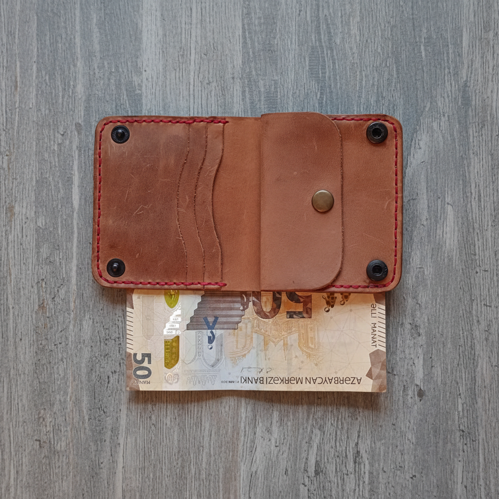 Bifold Leather Wallet - Made with Pride in Baku | Caspian Breeze CB-005 Baku Handmade Natural Genuine Leather Wallet Fabrika1972