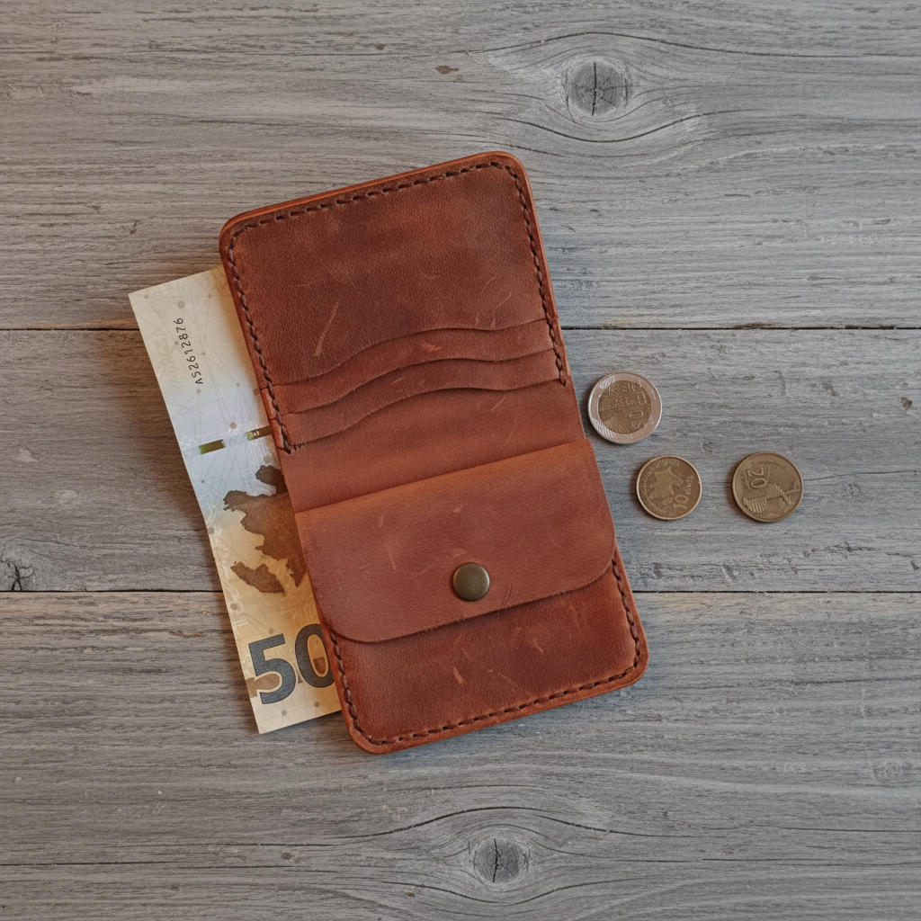Bifold Leather Wallet - Azerbaijani Heritage Craft | Caspian Breeze CB-006 Baku Handmade Natural Genuine Leather Wallet Fabrika1972