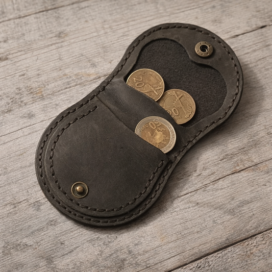 Mini Leather Coin Holder - Handcrafted in Baku | Coin Wallet 1 CM-004 Baku Handmade Natural Genuine Leather Wallet Fabrika1972