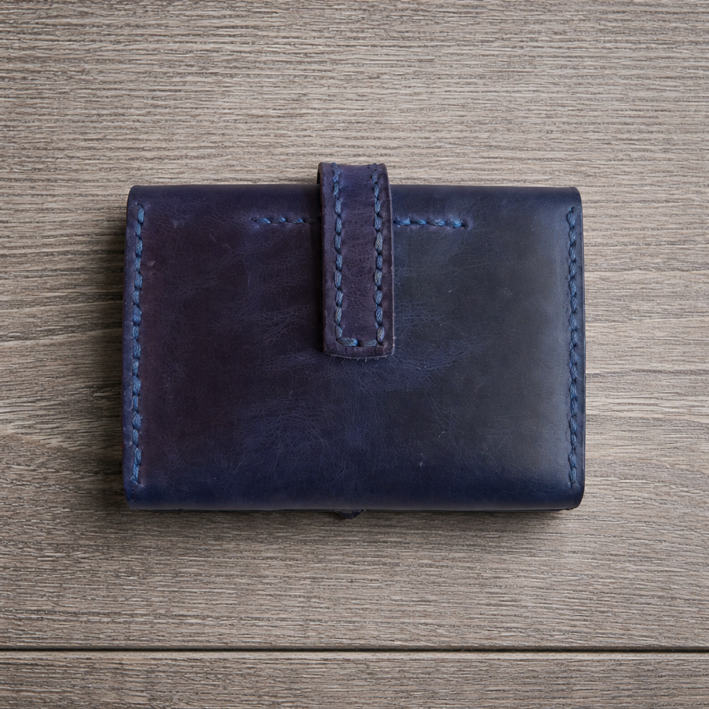 Compact Leather Wallet - Hand Finished in Baku | Minosh MU-001 Baku Handmade Natural Genuine Leather Wallet Fabrika1972