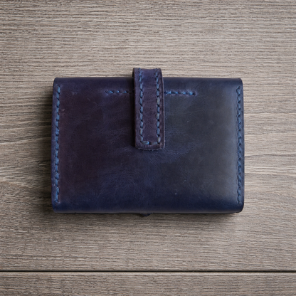 Compact Leather Wallet - Hand Finished in Baku | Minosh MU-001 Baku Handmade Natural Genuine Leather Wallet Fabrika1972