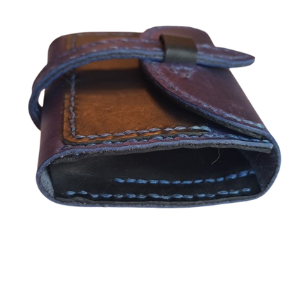 Compact Leather Wallet - Hand Finished in Baku | Minosh MU-001 Baku Handmade Natural Genuine Leather Wallet Fabrika1972