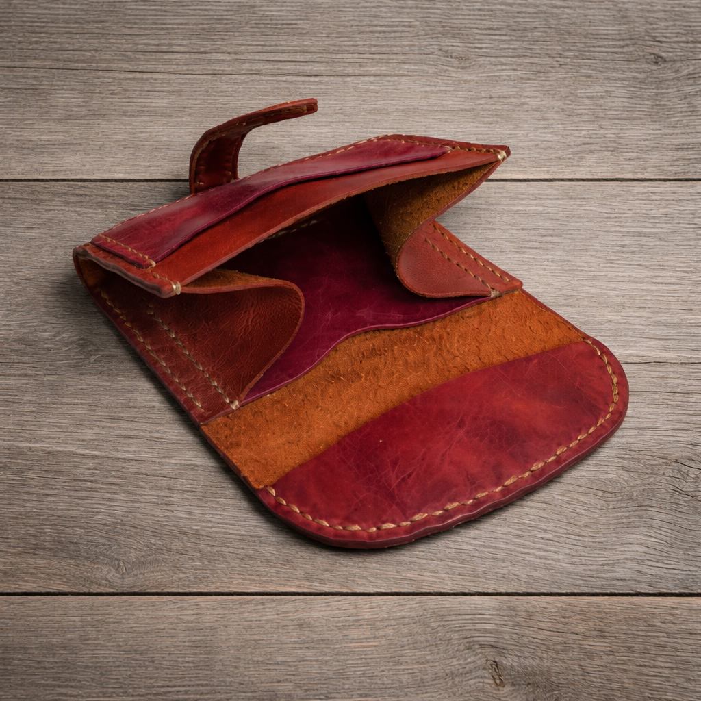Compact Leather Wallet - Elegant & Functional | Minosh MU-002 Baku Handmade Natural Genuine Leather Wallet Fabrika1972