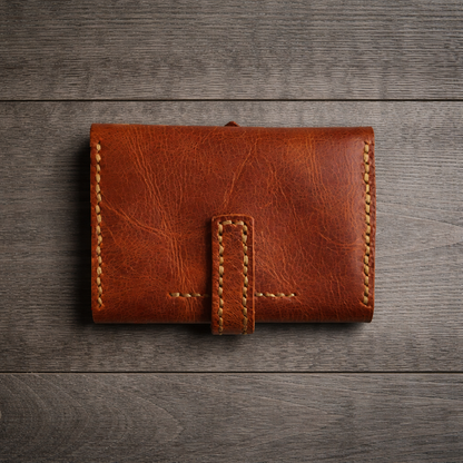 Compact Leather Wallet - Elegant & Functional | Minosh MU-002 Baku Handmade Natural Genuine Leather Wallet Fabrika1972