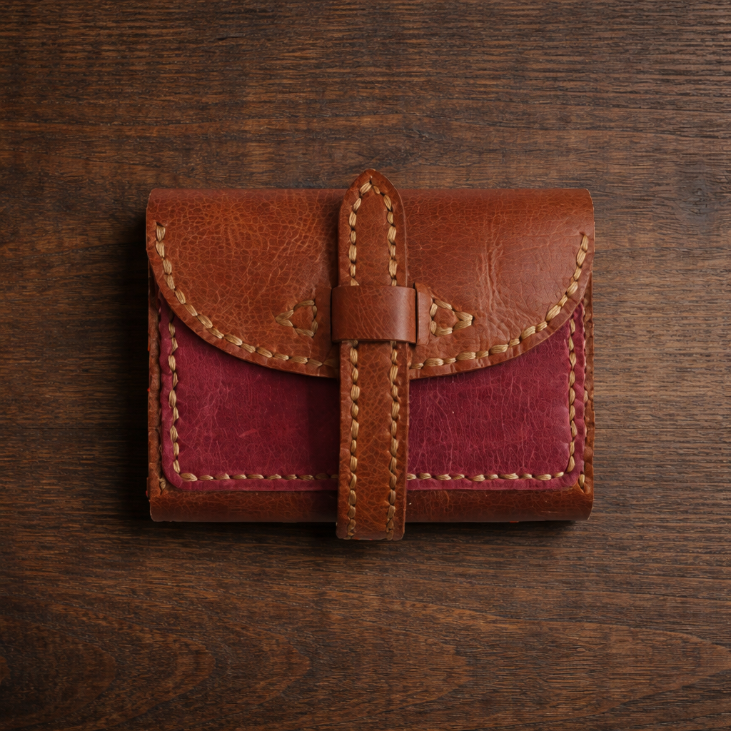 Compact Leather Wallet - Elegant & Functional | Minosh MU-002 Baku Handmade Natural Genuine Leather Wallet Fabrika1972