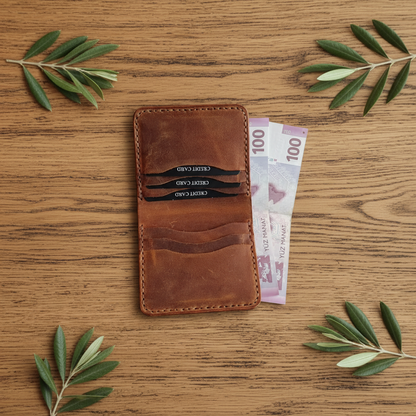 Bifold Wallet - Individually Handcrafted | Sahra SA-012 Baku Handmade Natural Genuine Leather Wallet Fabrika1972