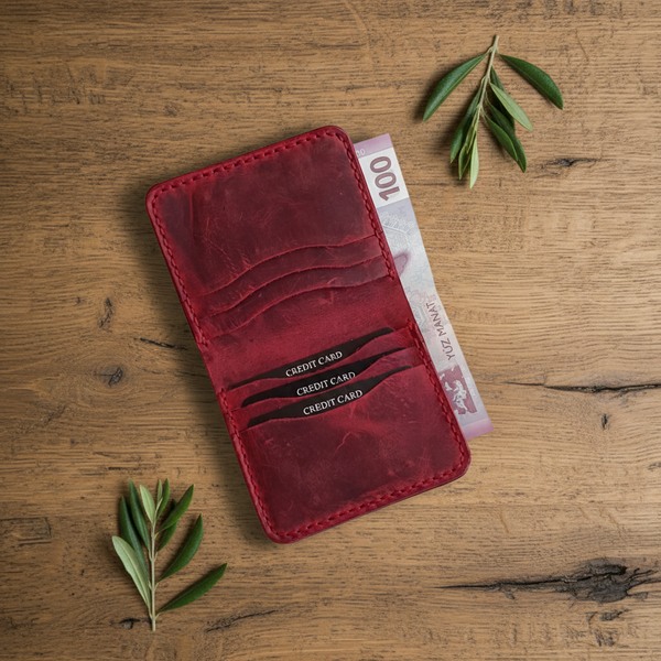 Bifold Wallet - Carefully Crafted by Hand | Sahra SA-009 Baku Handmade Natural Genuine Leather Wallet Fabrika1972